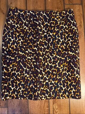 Merona Leopard Print Pencil Skirt in Black, Brown and Gold Tones sz 8